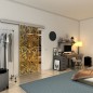 Glasschiebetür SLIM-LINE - Fineprint Modell 201 Gold auf Grauglas Glasschiebetür SLIM-LINE - Fineprint Modell 201 Gold auf Grauglas