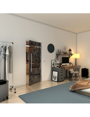 Pendeltür - Fineprint Model 099 Schwarz auf Grauglas