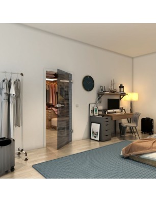 Ganzglastür - Fineprint Model 002 Schwarz auf Grauglas