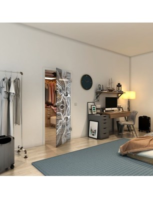 Ganzglastür - Fineprint Model 010 Weiss auf Grauglas