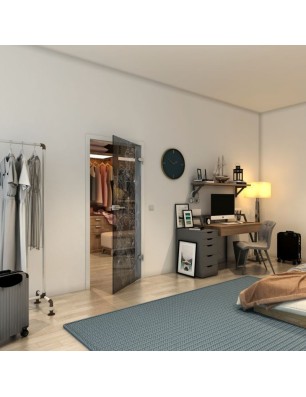 Ganzglastür - Fineprint Model 013 Weiss auf Grauglas