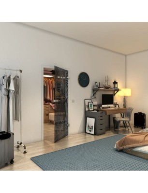 Ganzglastür - Fineprint Model 023 Schwarz auf Grauglas