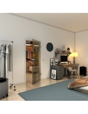 Ganzglastür - Fineprint Model 027 Gold auf Grauglas