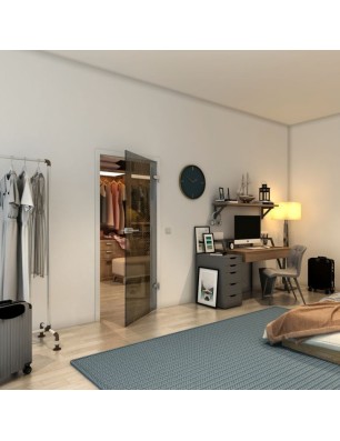 Ganzglastür - Fineprint Model 028 Gold auf Grauglas