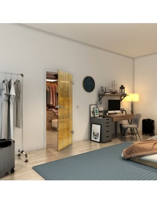 Ganzglastür - Fineprint Model 032 Gold auf Grauglas