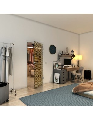 Ganzglastür - Fineprint Model 046 Gold auf Grauglas