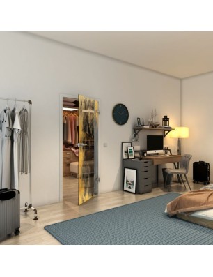 Ganzglastür - Fineprint Model 061 Gold auf Grauglas