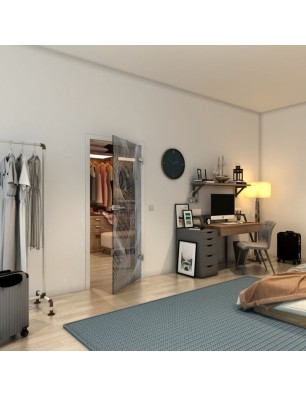 Ganzglastür - Fineprint Model 066 Weiss auf Grauglas