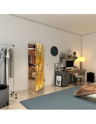 Ganzglastür - Fineprint Model 067 Gold auf Grauglas