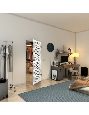 Ganzglastür - Fineprint Model 071 Weiss auf Grauglas