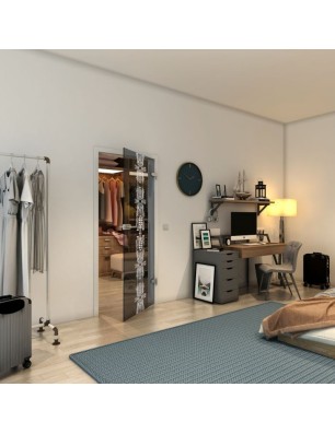 Ganzglastür - Fineprint Model 081 Weiss auf Grauglas