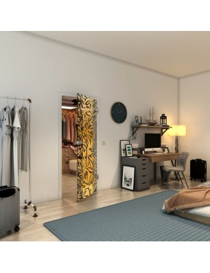 Ganzglastür - Fineprint Model 094 Gold auf Grauglas