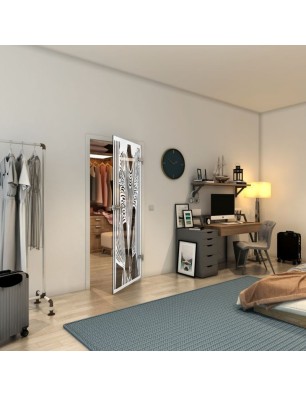 Ganzglastür - Fineprint Model 097 Weiss auf Grauglas