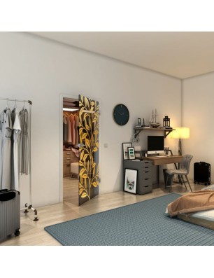 Ganzglastür - Fineprint Model 099 Gold auf Grauglas