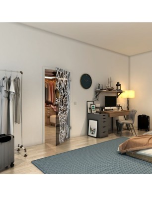 Ganzglastür - Fineprint Model 105 Weiss auf Grauglas