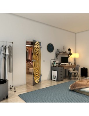 Ganzglastür - Fineprint Model 109 Gold auf Grauglas