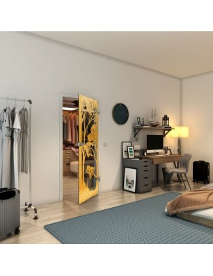 Ganzglastür - Fineprint Model 110 Gold auf Grauglas