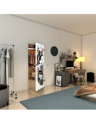 Ganzglastür - Fineprint Model 110 Weiss auf Grauglas