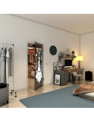 Ganzglastür - Fineprint Model 114 Weiss auf Grauglas