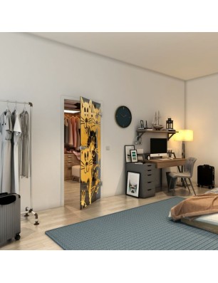 Ganzglastür - Fineprint Model 115 Gold auf Grauglas