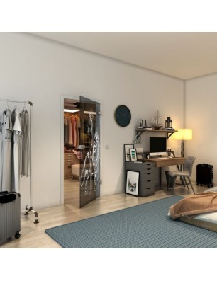 Ganzglastür - Fineprint Model 117 Weiss auf Grauglas