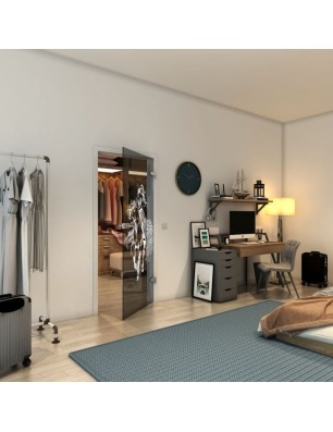 Ganzglastür - Fineprint Model 118 Weiss auf Grauglas