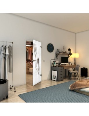 Ganzglastür - Fineprint Model 120 Weiss auf Grauglas