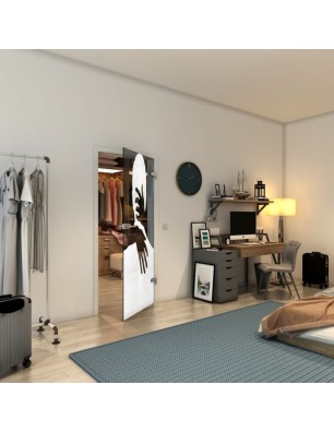 Ganzglastür - Fineprint Model 124 Weiss auf Grauglas