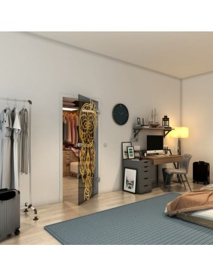 Ganzglastür - Fineprint Model 125 Gold auf Grauglas