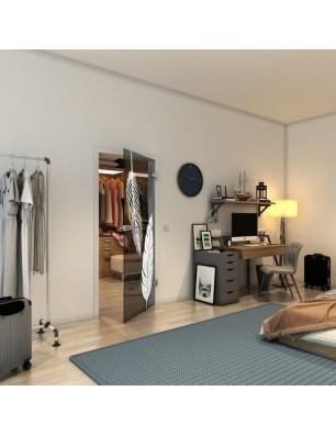 Ganzglastür - Fineprint Model 129 Weiss auf Grauglas