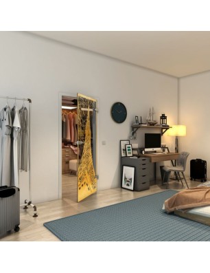 Ganzglastür - Fineprint Model 132 Gold auf Grauglas