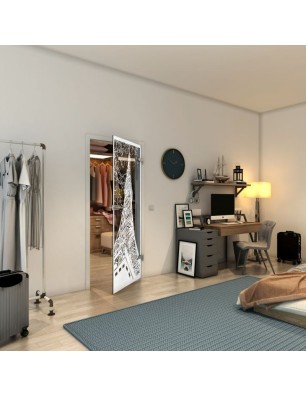 Ganzglastür - Fineprint Model 132 Weiss auf Grauglas