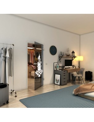 Ganzglastür - Fineprint Model 136 Weiss auf Grauglas