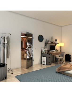 Ganzglastür - Fineprint Model 137 Weiss auf Grauglas