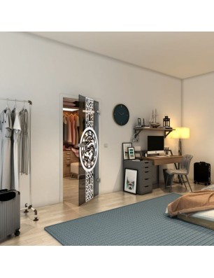 Ganzglastür - Fineprint Model 151 Weiss auf Grauglas