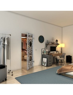 Ganzglastür - Fineprint Model 154 Weiss auf Grauglas