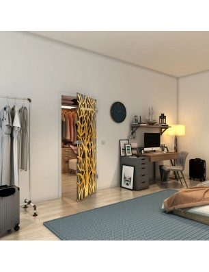 Ganzglastür - Fineprint Model 167 Gold auf Grauglas