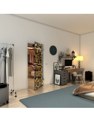 Ganzglastür - Fineprint Model 171 Gold auf Grauglas