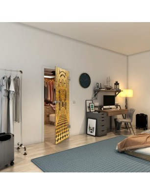 Ganzglastür - Fineprint Model 181 Gold auf Grauglas