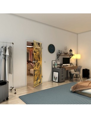 Ganzglastür - Fineprint Model 184 Gold auf Grauglas