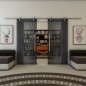 Glasschiebetür PIPE-LINE - Fineprint Modell 042 Schwarz auf Grauglas Glasschiebetür PIPE-LINE - Fineprint Modell 042 Schwarz auf Grauglas