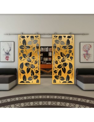Glasschiebetür PIPE-LINE - Fineprint Model 175 Gold auf Grauglas