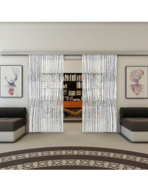 Glasschiebetür SLIM-LINE - Fineprint Model 032 Weiss auf Grauglas