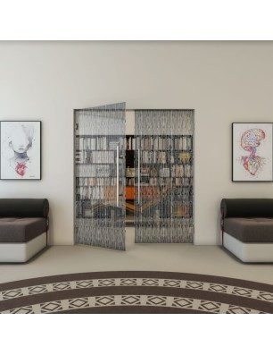 Pendeltür - Fineprint Model 035 Weiss auf Grauglas