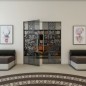 Pendeltür - Fineprint Modell 151 Schwarz auf Grauglas Pendeltür - Fineprint Modell 151 Schwarz auf Grauglas