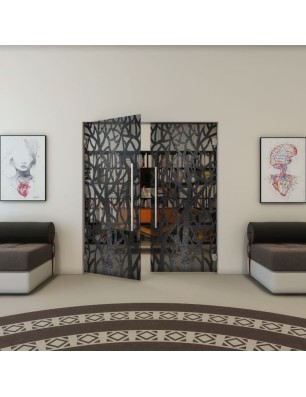 Pendeltür - Fineprint Model 167 Schwarz auf Grauglas