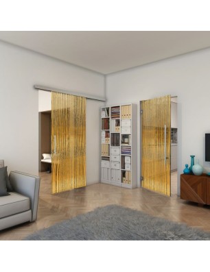 Glasschiebetür SLIM-LINE - Fineprint Model 032 Gold auf Grauglas