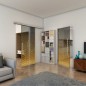 Glasschiebetür SLIM-LINE - Fineprint Modell 038 Gold auf Grauglas Glasschiebetür SLIM-LINE - Fineprint Modell 038 Gold auf Grauglas