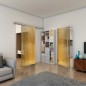 Glasschiebetür SLIM-LINE - Fineprint Modell 050 Gold auf Grauglas Glasschiebetür SLIM-LINE - Fineprint Modell 050 Gold auf Grauglas