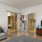 Glasschiebetür SLIM-LINE - Fineprint Modell 056 Gold auf Grauglas Glasschiebetür SLIM-LINE - Fineprint Modell 056 Gold auf Grauglas